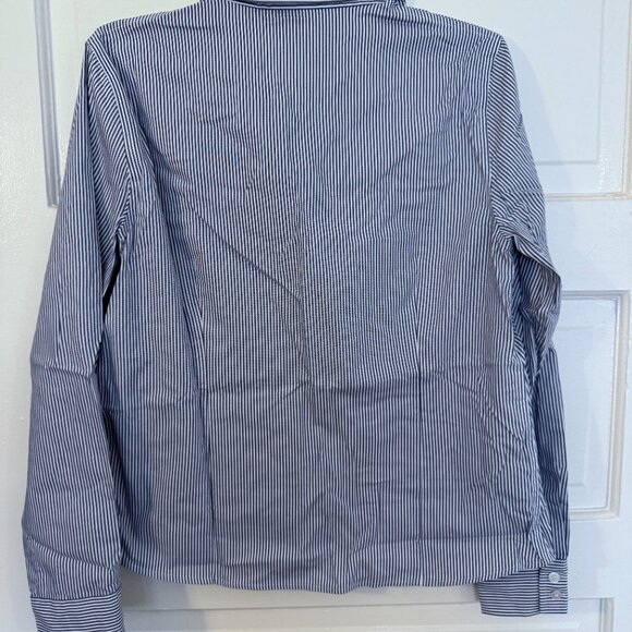 Anne Klein Classic Blue / White Striped Long-Sleeve Button-Down Shirt - M - Picture 4 of 4